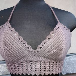 Dusty purple crochet festival top